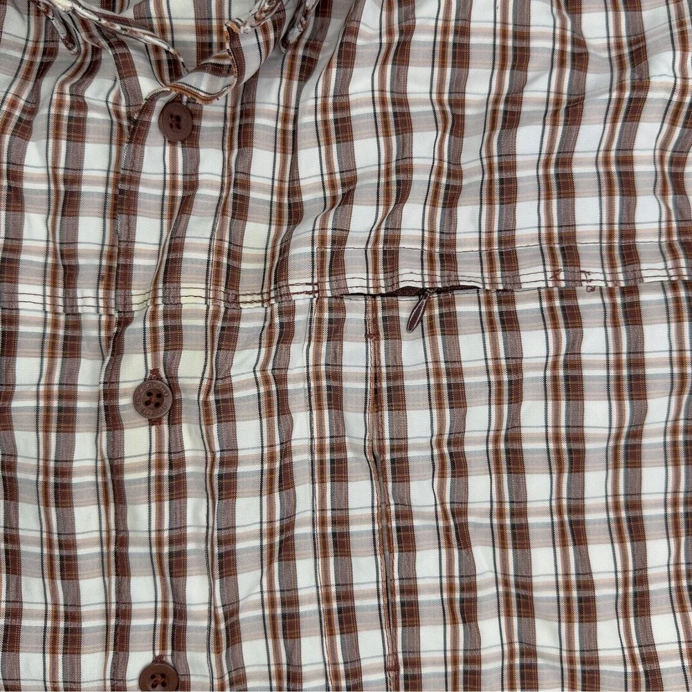 The North Face Men's Large Brown Plaid Long Sleeve Shirt Roll Tab Sleeves Hiking
